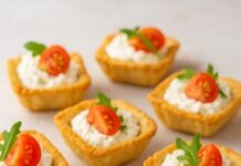 Mini tarte cu crema de branza si telemea de vaca