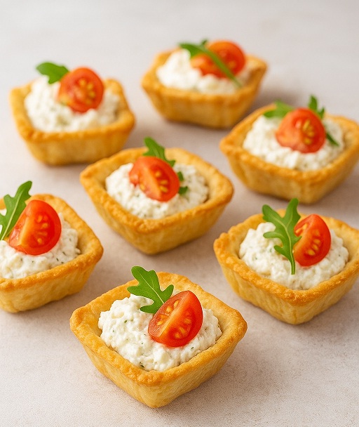 Mini-tarte-cu-crema-de-branza-si-telemea-de-vaca Mini tarte cu crema de branza si telemea de vaca