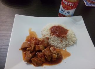 Porc cu orez si cu Mutti, pulpa de rosii