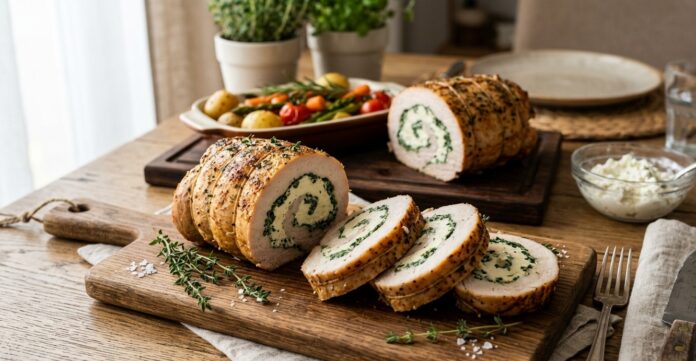 rulada de curcan cu spanac ricotta si nucsoara
